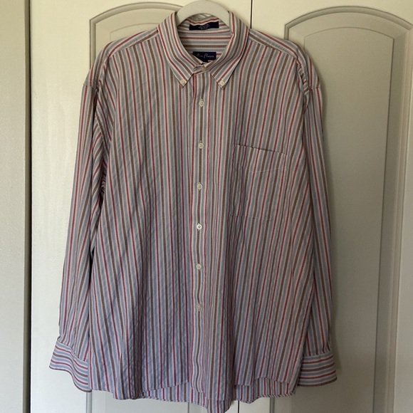 Alan Flusser Other - Men’s Alan Flusser red, blue thin pinstripe button  down shirt Size XL, nice